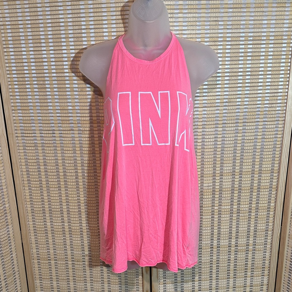 PINK Victoria's Secret Hot Pink Oversized Racerback Super Soft Tank Top Small S - Picture 1 of 15